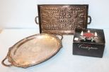 Small Silverplate Centerpiece, Oval Centerplate Tray & Silverplate Tray