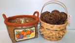 Basket with Twig Balls & Basket with Facet Grapes