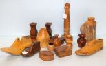 Small Wood Vases, Shoe & Candlesticks