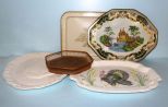 Two Large Turkey Platters & Three Vintage Trays