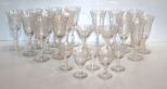 Twenty Two Various Size Etched Glasses