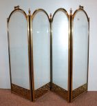 Brass and Glass Folding Screen