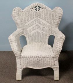 White Wicker Arm Chair