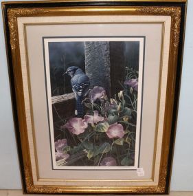 Limited Edition Blue Bird Print Signed Lower Right Micheal Budda 