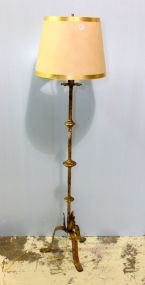 Decorative Metal Painted Spanish Gilt Floor Lamp 