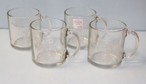 Set of four etched deer mugs