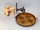 Round Metal Tray & Decoupage Purse 