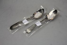 Two Robert and Wilson Serving Coin Silver Spoons 