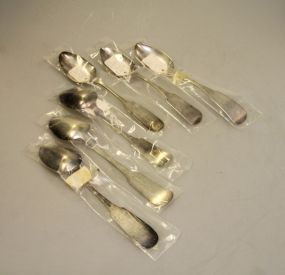 Six Large Coin Silver Spoons 