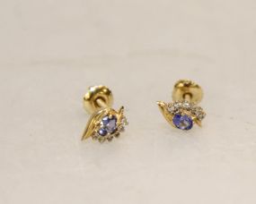 14K Gold and Tanzanite Earrings 