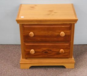 Pine Two Drawer Nightstand 