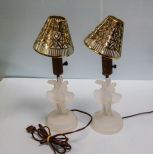 Pair of Satin Glass Figural Lamps