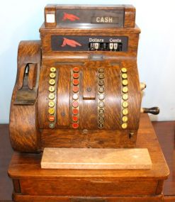 Oak National Cash Register with Marble