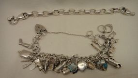 Two Sterling Lady's Charm and Link Bracelets