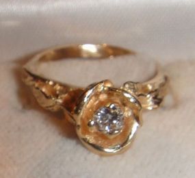 One 10-14KT yellow gold lady's cast diamond rose ring