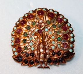 Gold Filled Peacock Pin