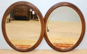 Pair Oval Beveled Glass Mirrors