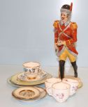 Italian Ceramic Figure of Soldier Cups, Cup/ Saucer