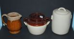 McCoy Pitcher, McCoy Covered Jar, and McCoy Covered Round Jar