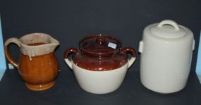 McCoy Pitcher, McCoy Covered Jar, and McCoy Covered Round Jar