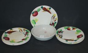 Set of Seven Plates and Pottery Bowl