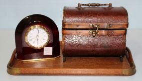 Wood Tray, Box, Made in China Clock