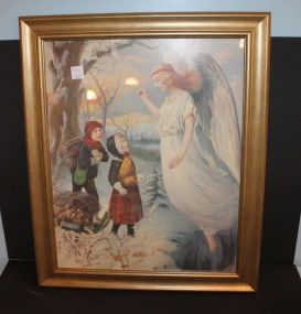 Framed Guardian Angel Print 19 1/2