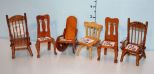 Six Various Style Doll House Chairs
