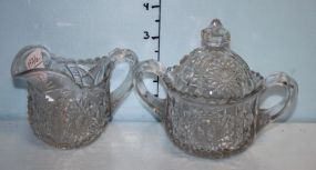 Pressed Glass Demitasse Creamer and Sugar