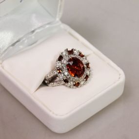 4ct Garnet Sterling Silver Dinner Ring