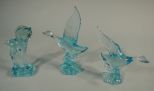 Three HCA Heisey by Imperial Light Blue Animal Figures: Mallards and Colt