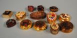 Collection of 13 Pill Boxes: Pietra Dura, Cloisonne, Silver