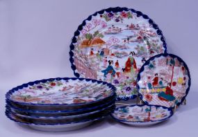 7pcs Japanese Nagoya Geisha Girl China, 5 Plates & 2 Saucers