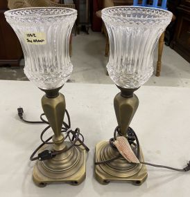 Pair of Glass Candle Stick Lamps