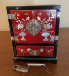 Red Lacquer Chinese Jewelry Cabinet