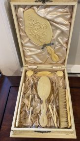 1920's-30's Celluloid Ivory Color Vanity Set