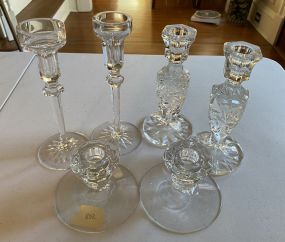 Three Pair of Glass Crystal Candle Holders