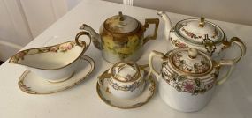 Collection of Nippon Porcelain Creamer, Sugar, Gravy, and Sugar