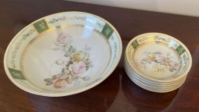 Germany Porcelain Serving Bowl and Berry Bowls