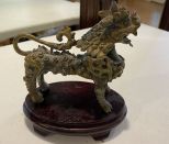 Chinese Brass Foo Dog Mythical Temple Dog Statue