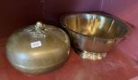 Brass Covered Bowl and Brass Center Piece Fruit Bowl