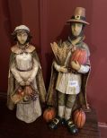 Caffco Pilgrim Man and Woman Resin Figurine Set