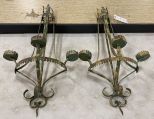 Pair of Rustic Iron Candle Wall Sconce