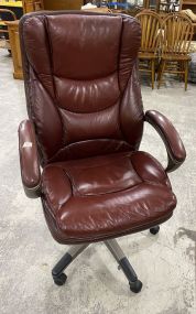 Maroon Vinyl Leather Office Desk Chair