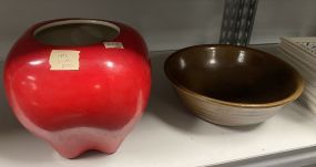 Ceramic Apple Cookie Jar and Ceramic Bowl