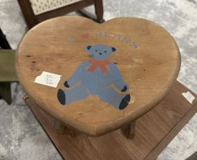 I Love Bears Wood Stool