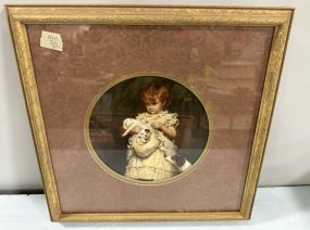 Modern Framed Oval Matted Print of Girl