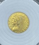 1915 2 1/2 Dollar Indian Head Gold Coin AU