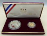 Olympic 1988-W $5 Gold Coin, and 1988-S $1 Silver Proof Coin Set