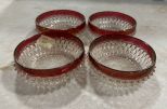 Four Indiana Glass Ruby Rimmed Bowls